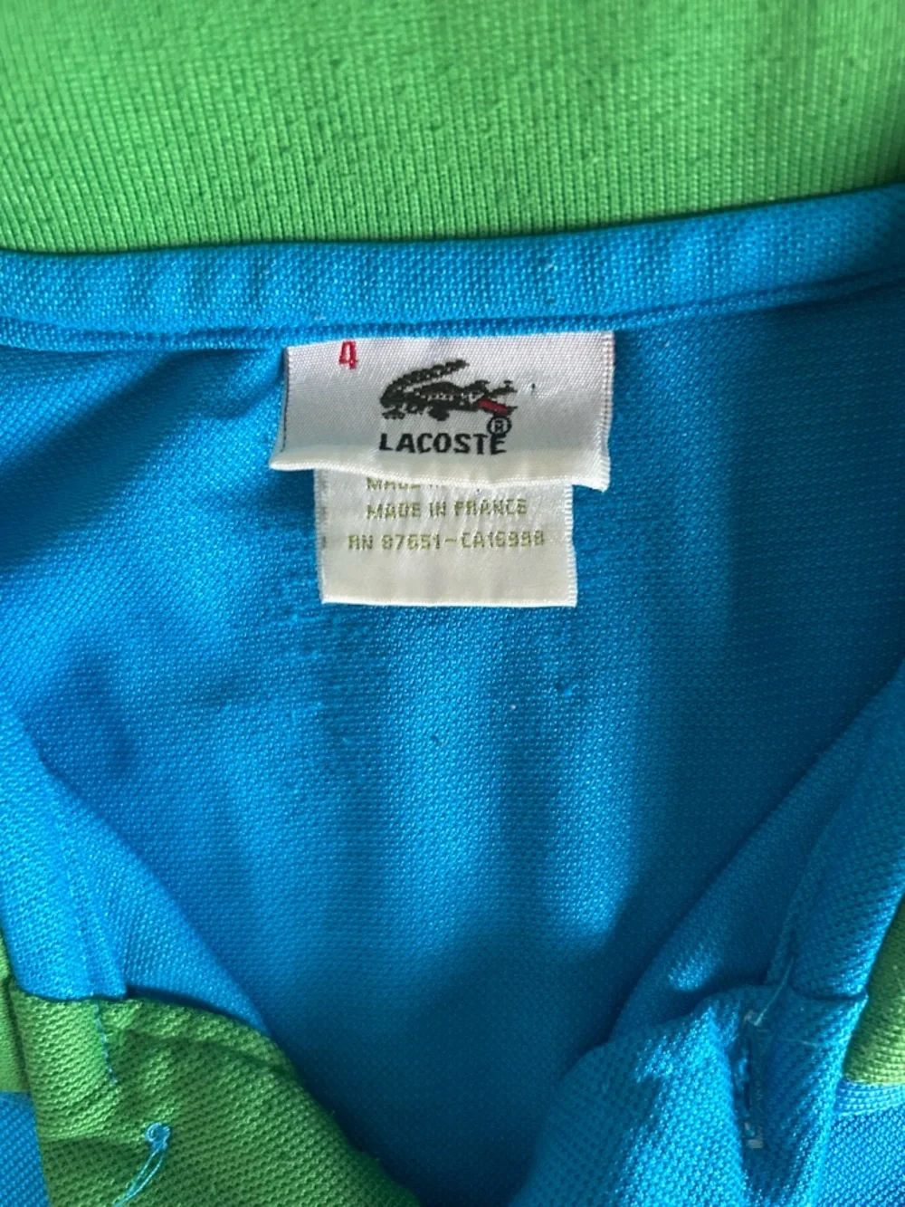 Lacoste Bright Blue Polo with Green Trim - Picture 6 of 9